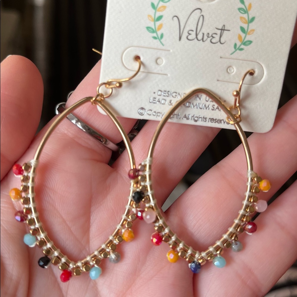 ✨HOST PICK✨ Gold Carrie Earrings with Multi Colored Beads